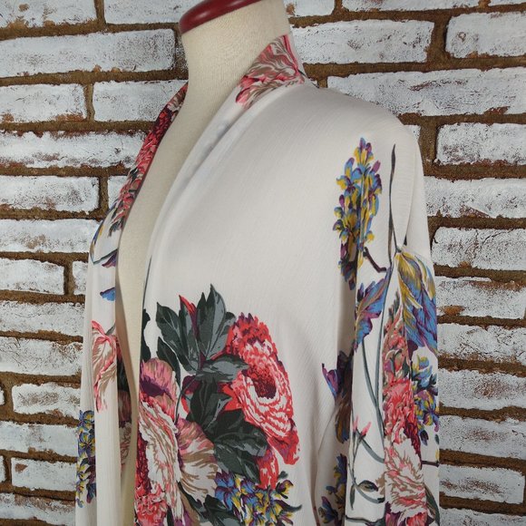 Open Front Caftan Duster Size S/M Floral Print - Picture 7 of 9